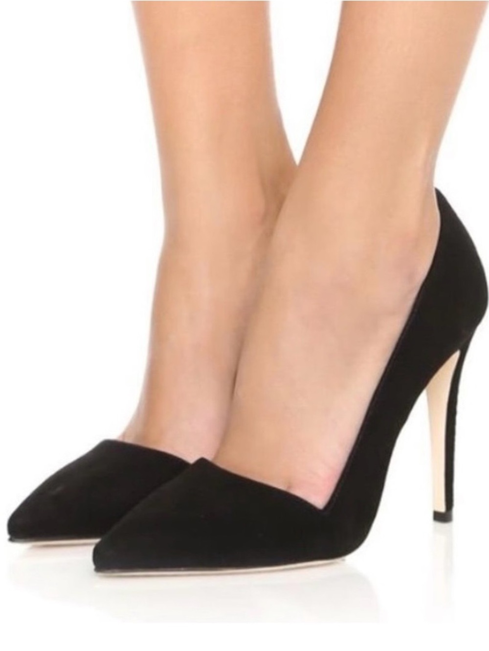 NWT Alice + Olivia “DINA” Black Suede Pointed Toe Stiletto Pumps